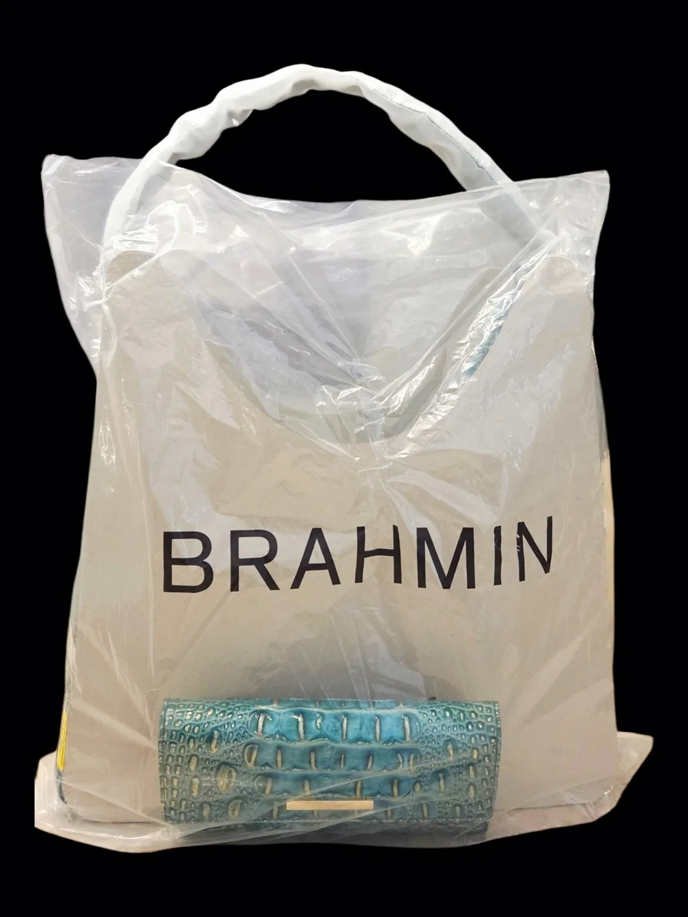 BRAHMIN Jungle Jewel Teal Green Croc-Embossed Lea. w/Matching Wallet NWT